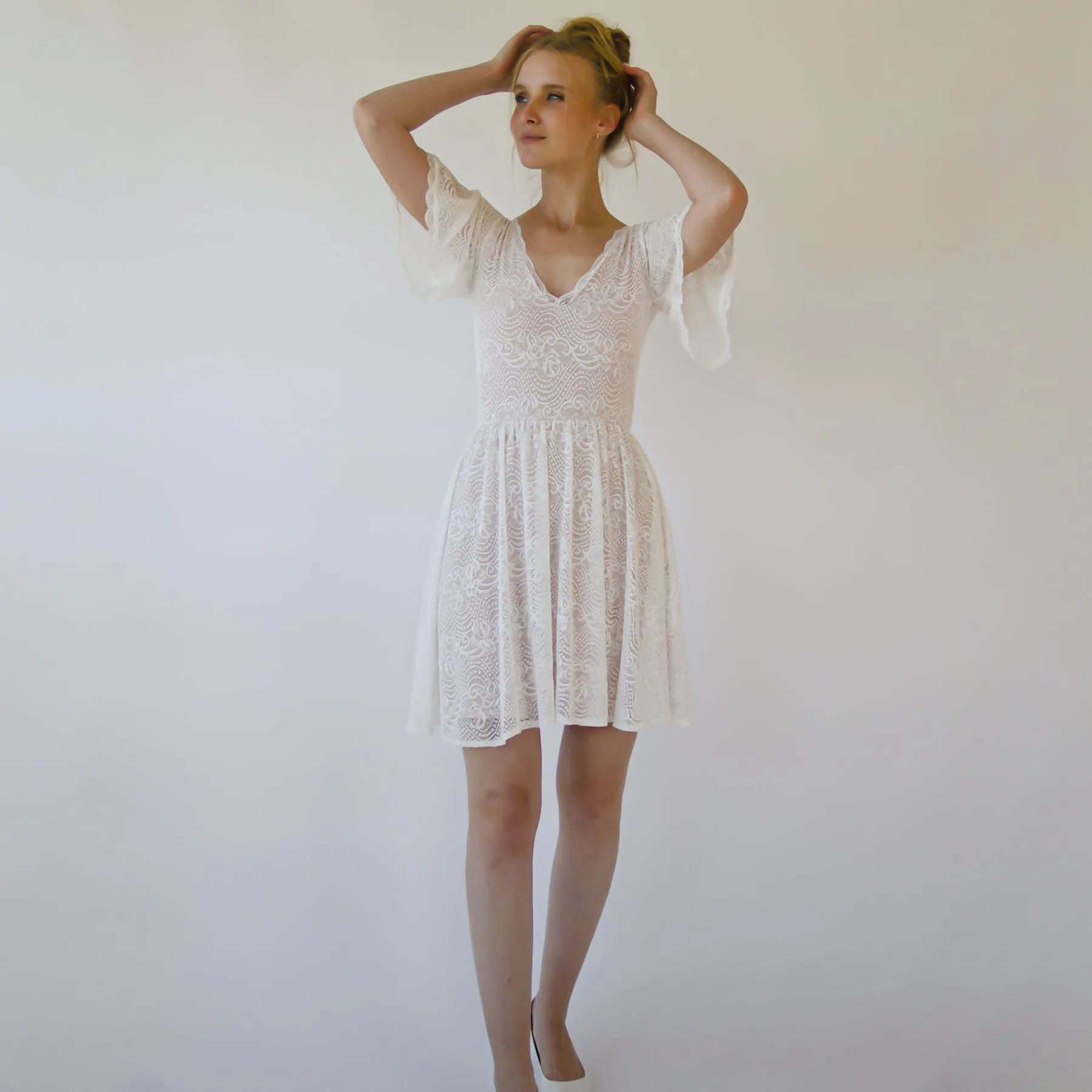 Short mini wedding dress #1374