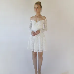 Short wedding dress, Off the shoulder wrap wedding dress ,mini length wedding dress , bohemian wedding dress, short wedding dress #1371