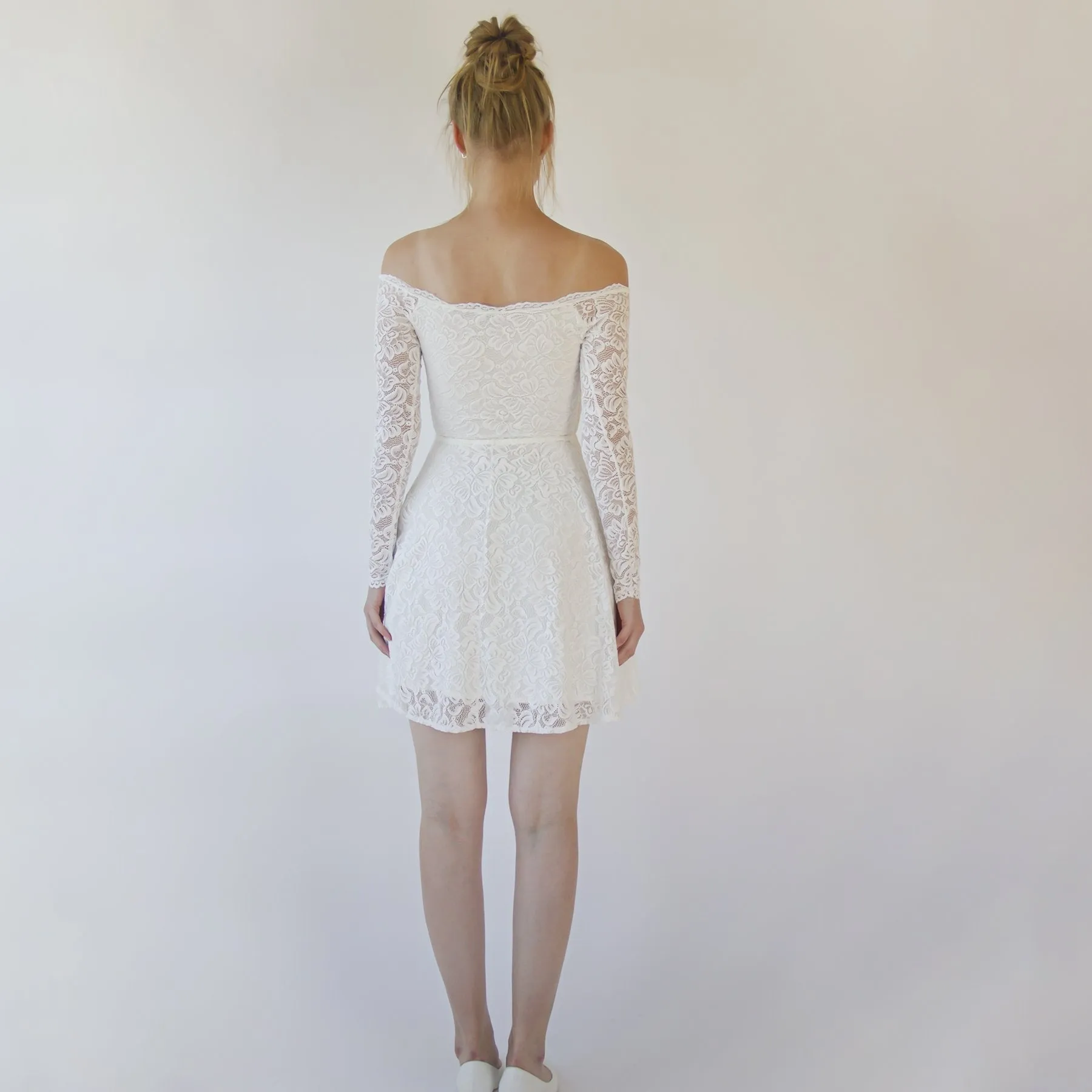 Short wedding dress, Off the shoulder wrap wedding dress ,mini length wedding dress , bohemian wedding dress, short wedding dress #1371