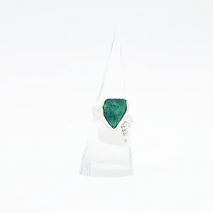 Silk Malachite Ring Sterling Silver Band Fibrous Druzy Size 8
