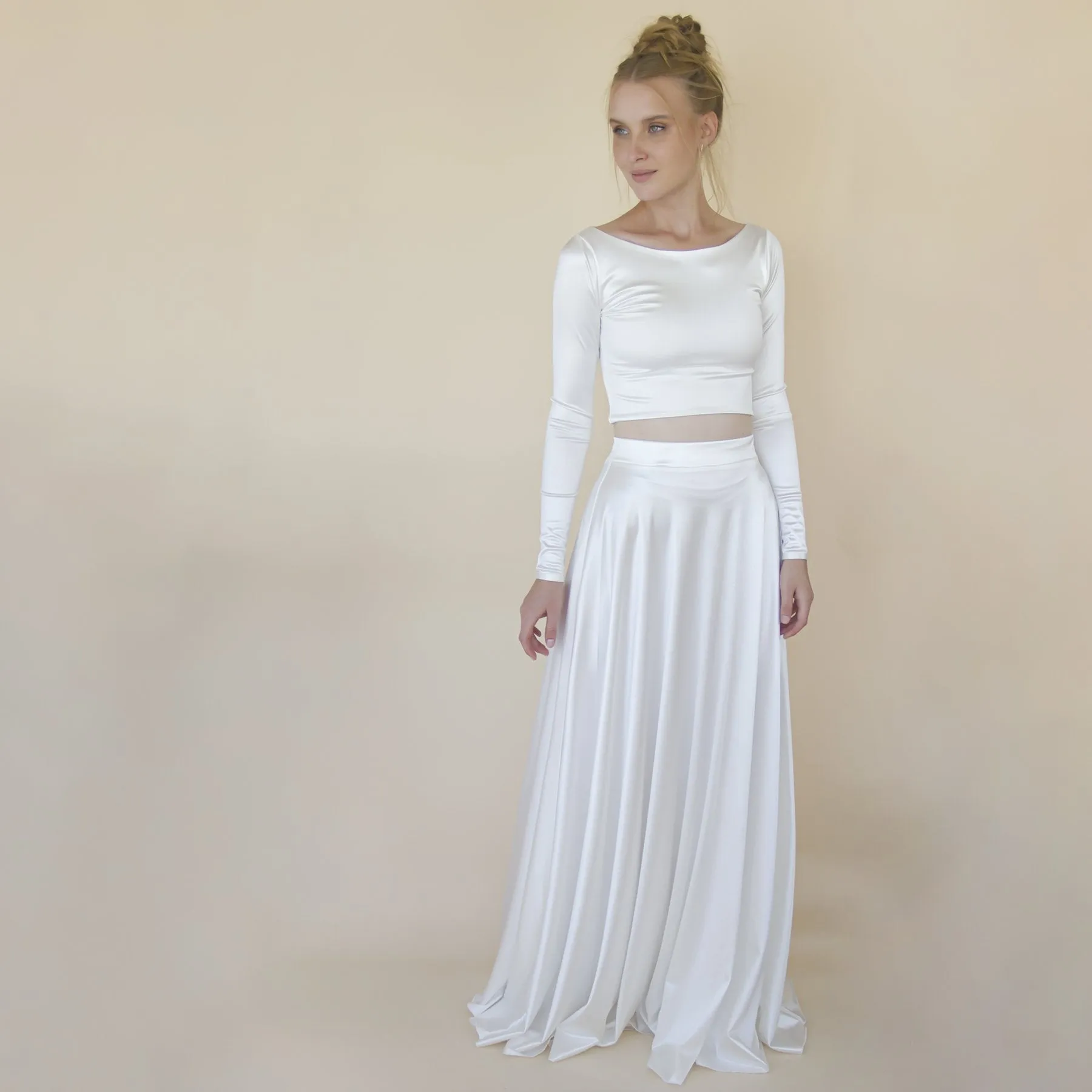Silky Wedding Maxi Skirt Bridal Satin Long Skirt #3038