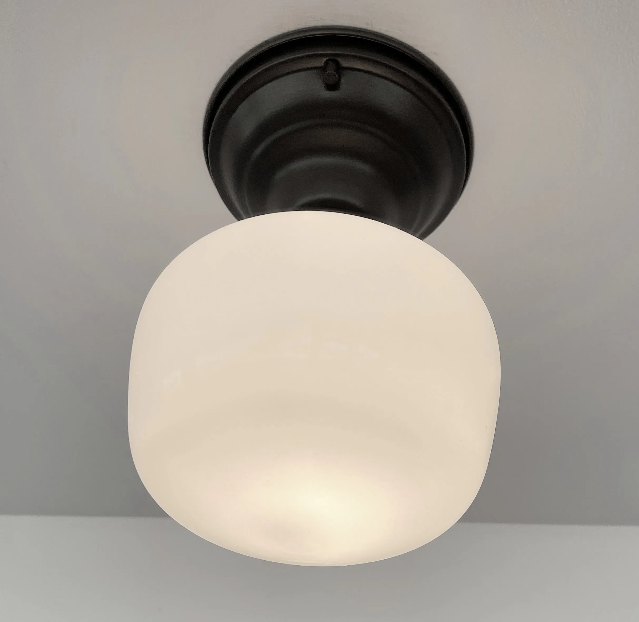 Simple Schoolhouse CEILING LIGHT Fixture of Milk Glass
