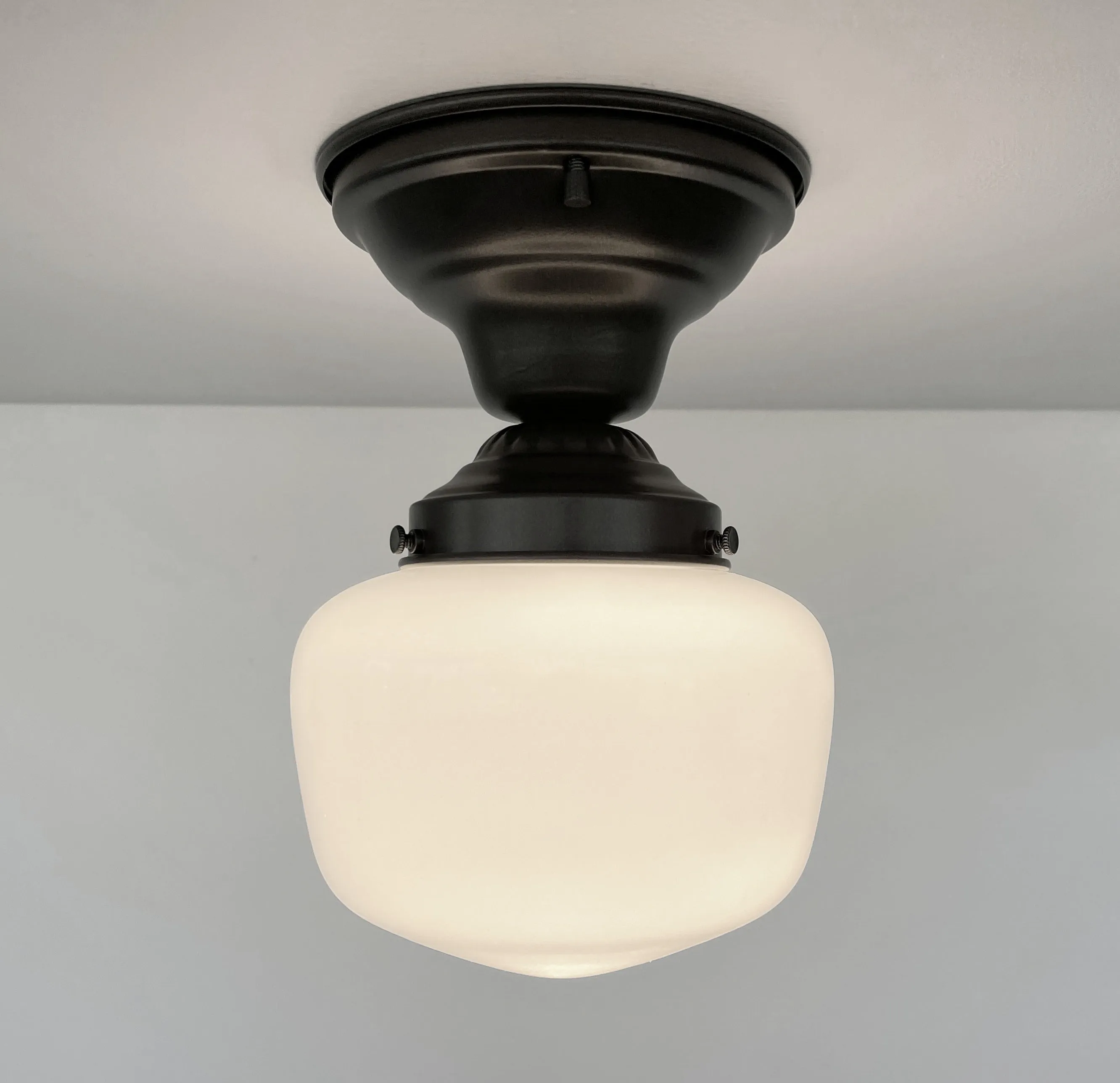 Simple Schoolhouse CEILING LIGHT Fixture of Milk Glass