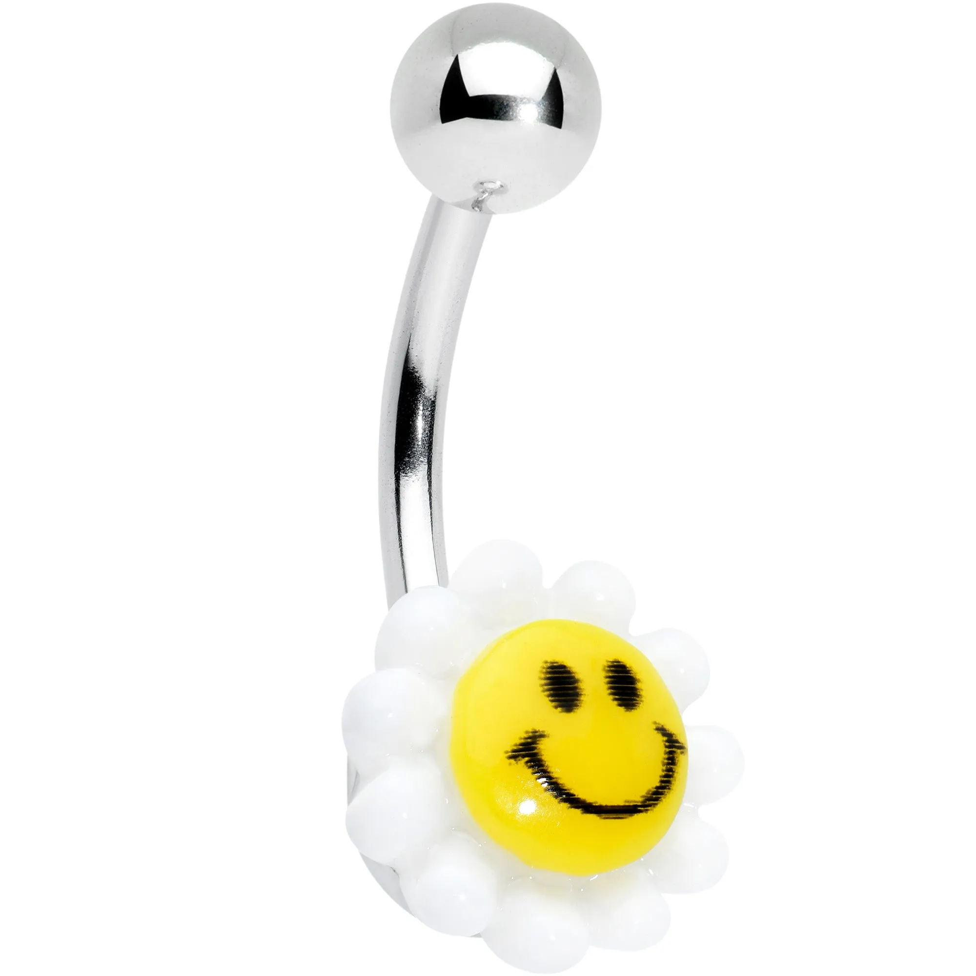 Smile Flower UV Glow Faux Opal Belly Ring Set of 4