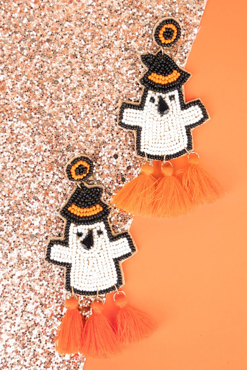 Something Wicked This Way Comes Seed Bead Tassel Earrings