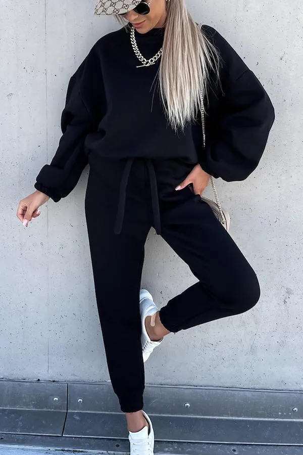 Sporty Style Solid Color Pants Suit