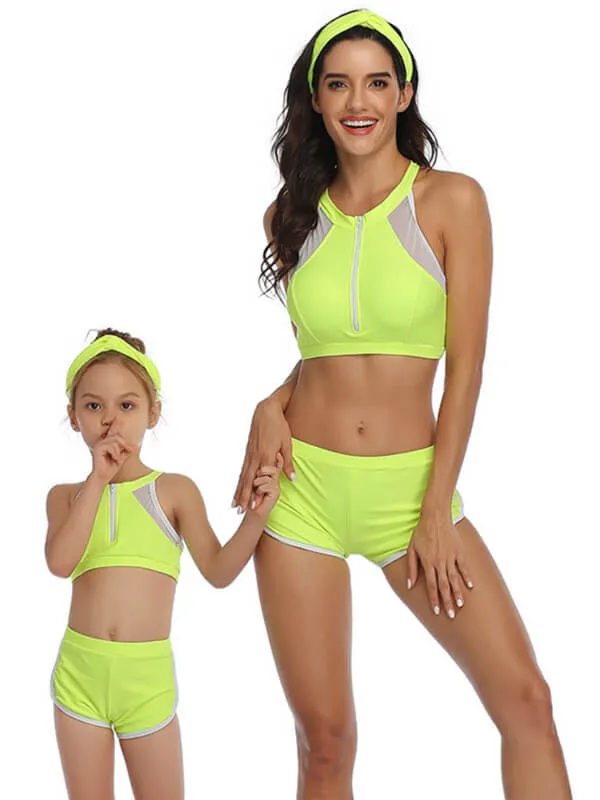 Sporty Zipper Up Mom And Me Bikinis