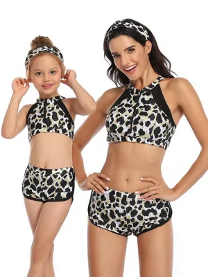 Sporty Zipper Up Mom And Me Bikinis