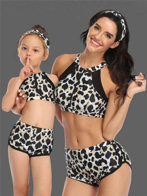 Sporty Zipper Up Mom And Me Bikinis