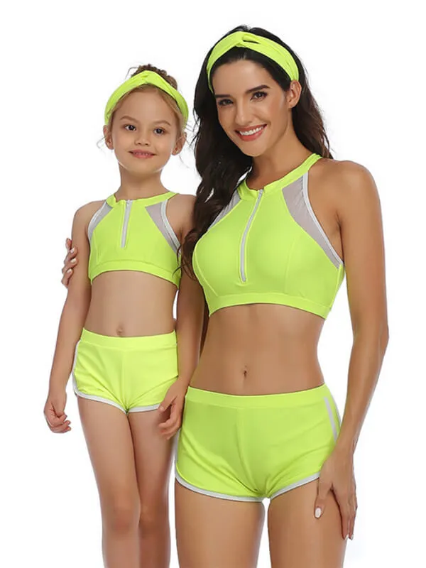 Sporty Zipper Up Mom And Me Bikinis