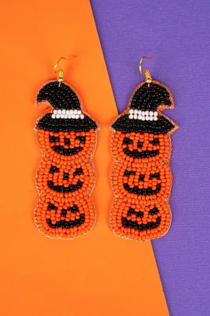 Stacked Jacks Orange Seed Bead Earrings