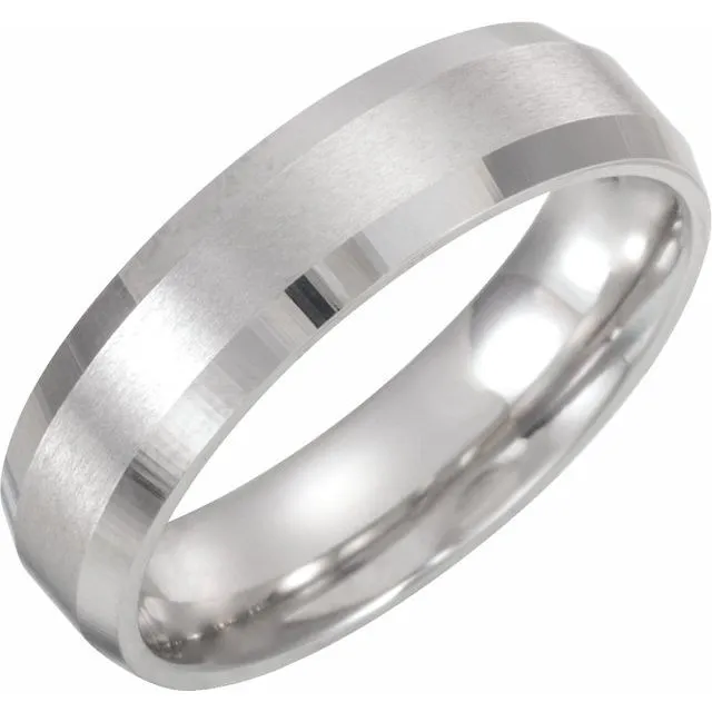 Sterling Silver 5 mm Comfort-Fit Beveled Edge Band With Satin Finish