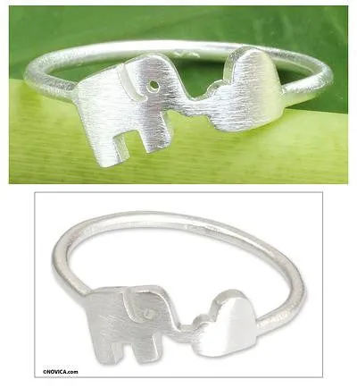 Sterling silver ring, 'Elephant Heart'- Size 6,7, or 8