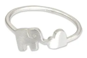 Sterling silver ring, 'Elephant Heart'- Size 6,7, or 8