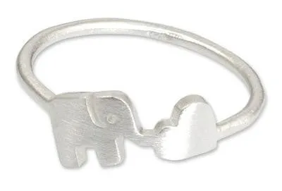Sterling silver ring, 'Elephant Heart'- Size 6,7, or 8