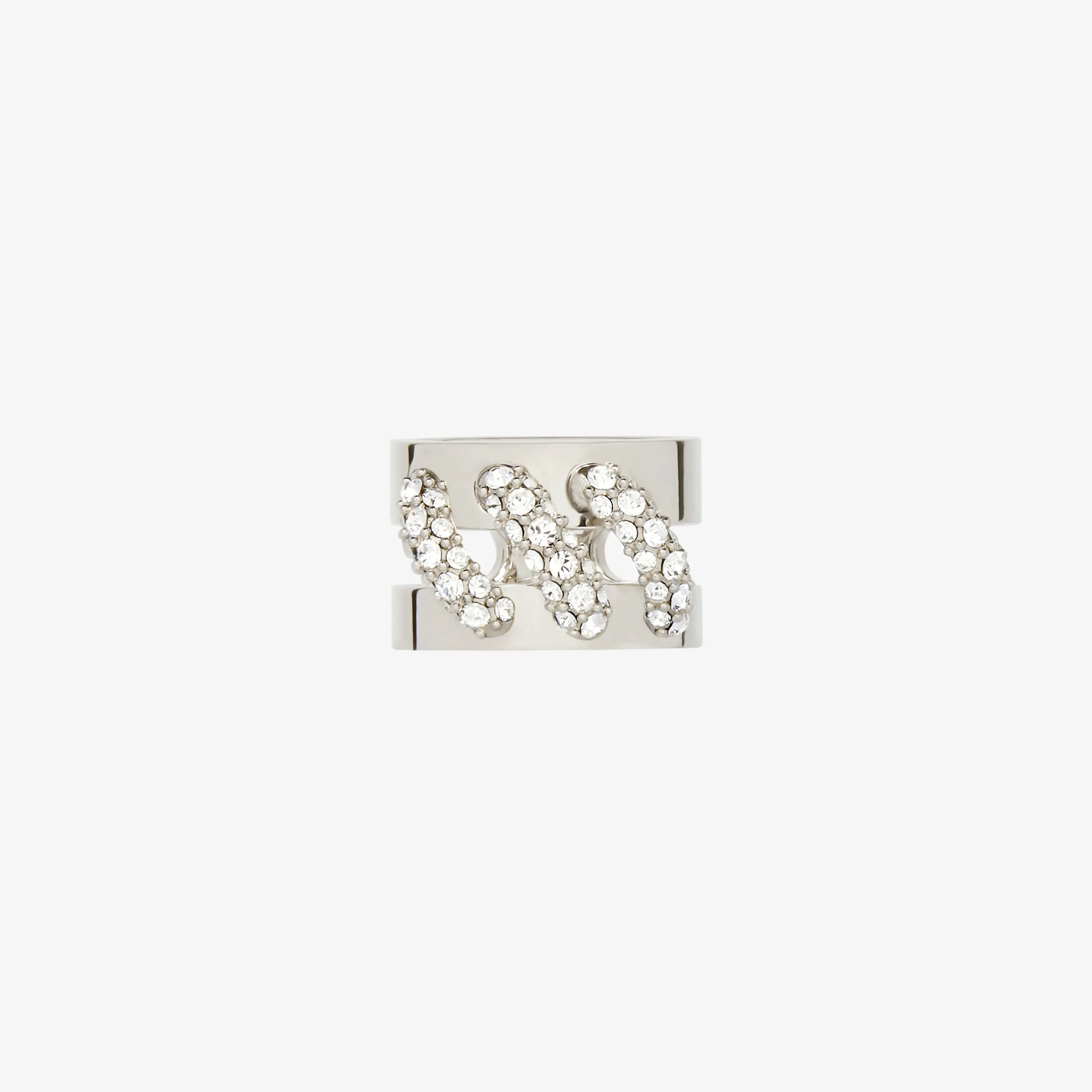 Stitch ring in metal with crystals