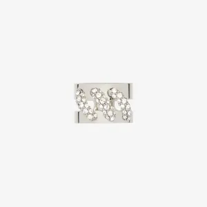 Stitch ring in metal with crystals