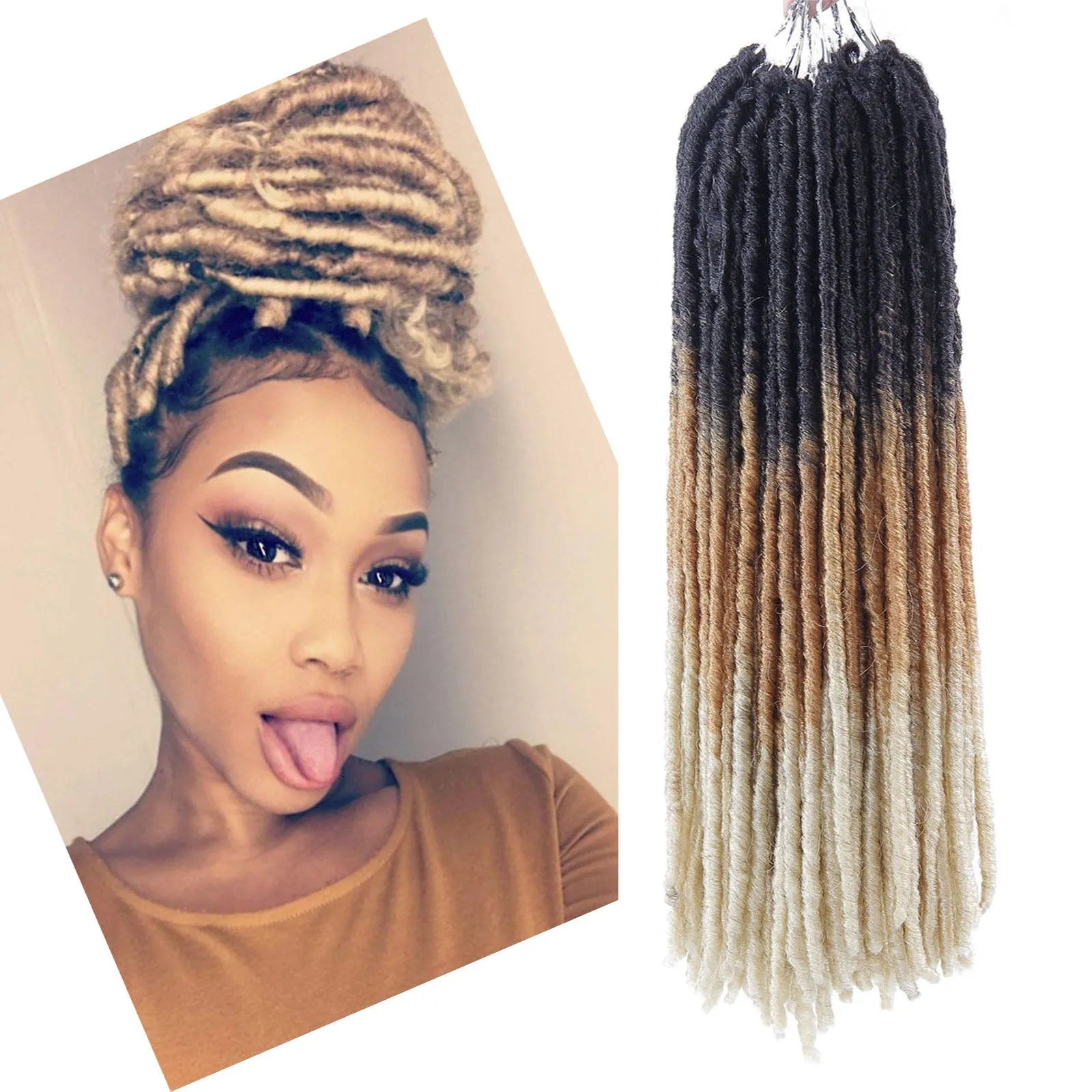 Straight Faux Crochet/Latch Hook Locs 18Inches (5 Ombre Colors)