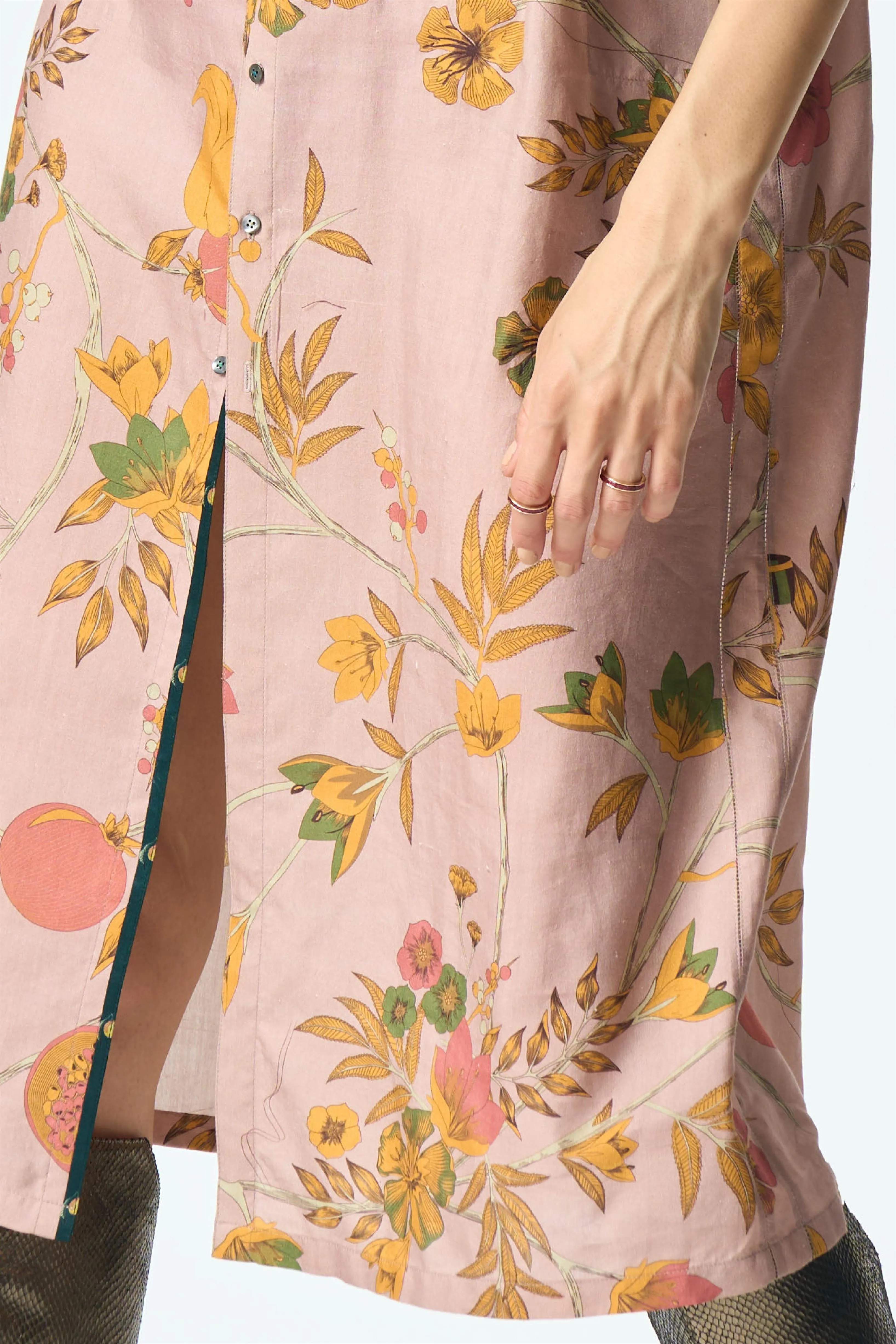 Summer-Dress Pleated Pink Muga Satin Silk-Fashion Edit Orchard-WDR501MT544-SUKETDHIR