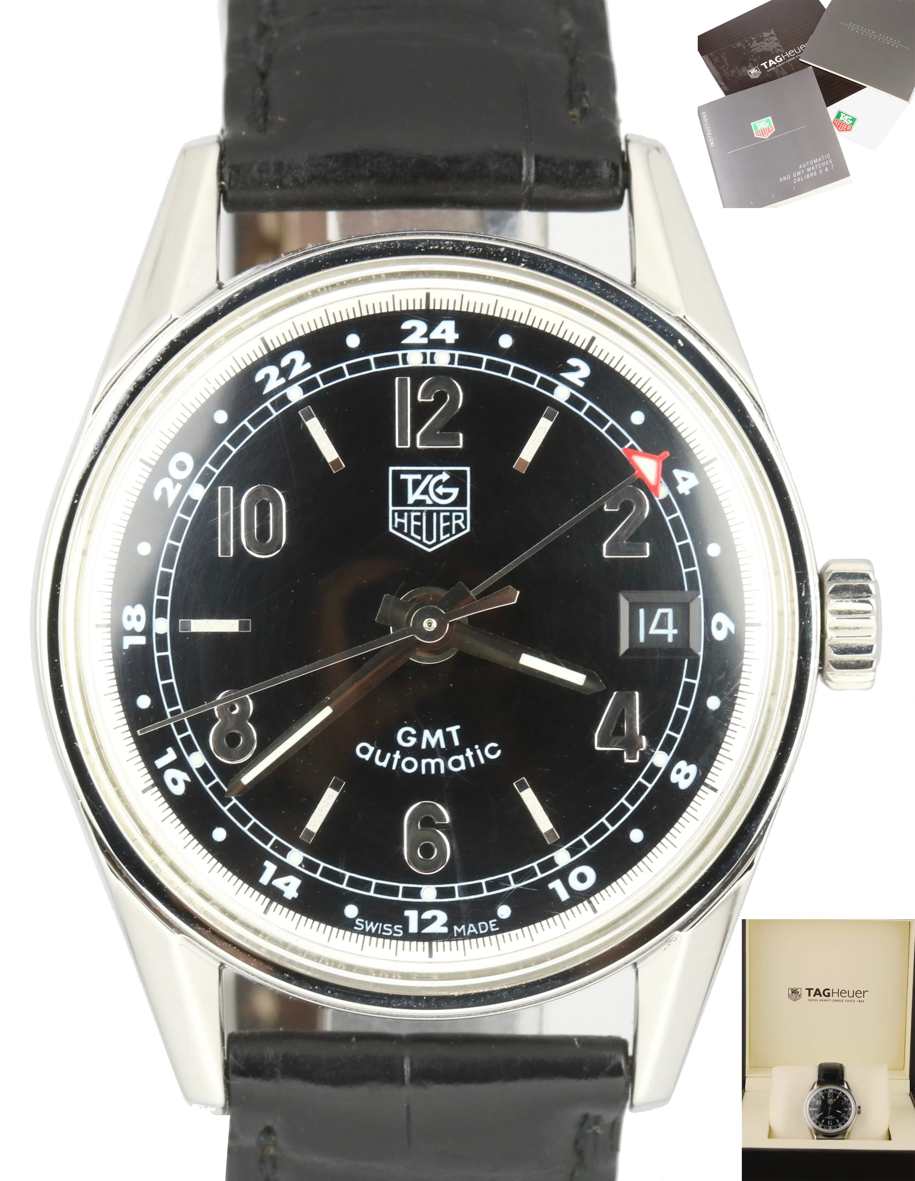 TAG Heuer Carrera GMT Vintage 1964 Re-Edition Automatic Black Leather WV2113