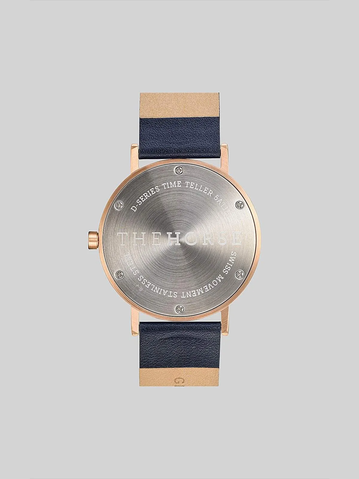 The Horse D-Series Brushed Rose Gold Navy Leather Watch