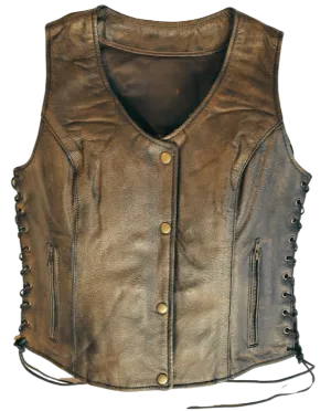 The "Carly" Brown Snap/Zip Leather Vest