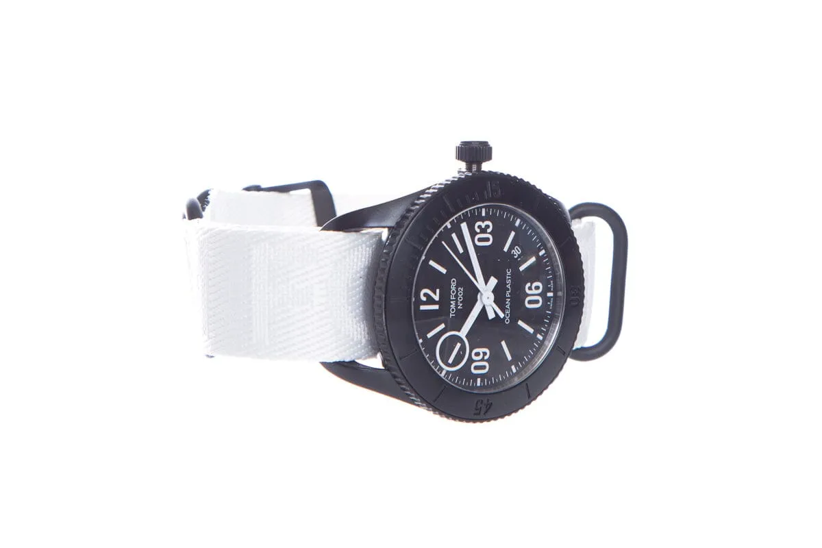 Tom Ford Black and White Ocean Plastic 43MM Watch