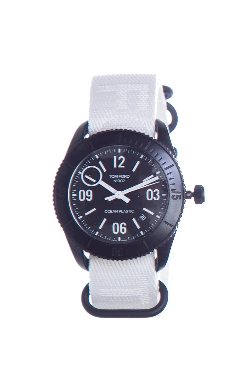Tom Ford Black and White Ocean Plastic 43MM Watch