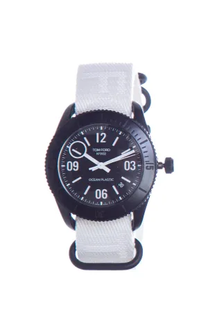 Tom Ford Black and White Ocean Plastic 43MM Watch