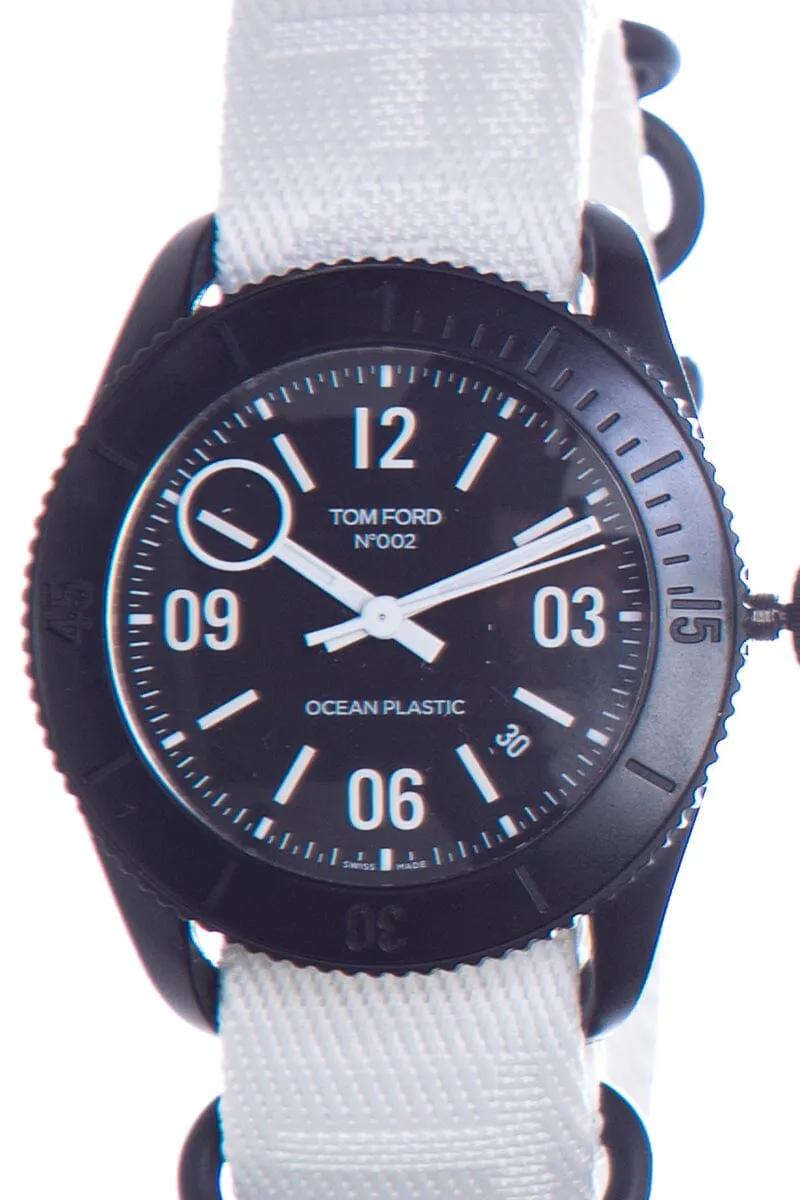 Tom Ford Black and White Ocean Plastic 43MM Watch