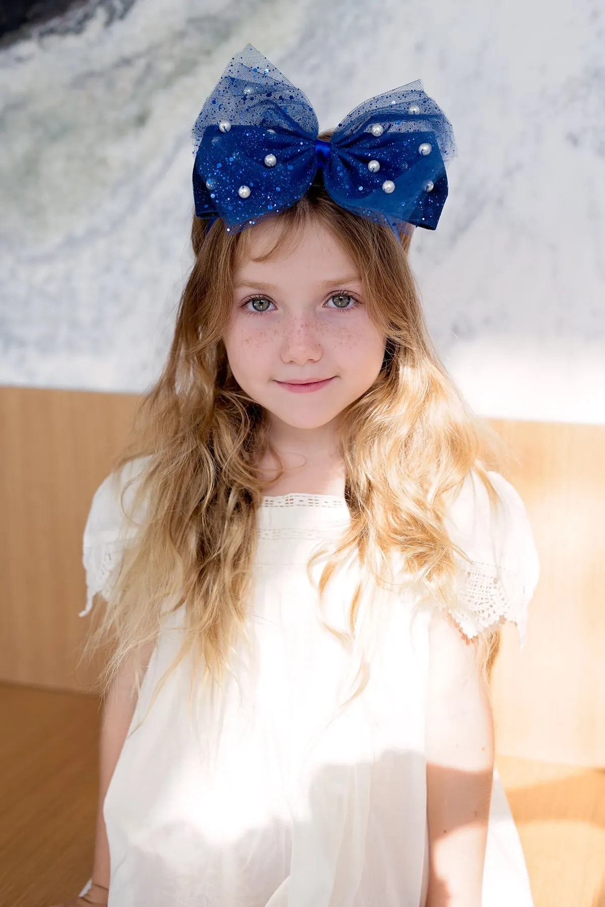 Tulle Pearl Clip/Wrap - Slate Blue