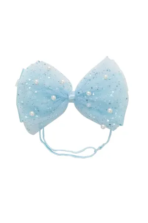 Tulle Pearl Clip/Wrap - Slate Blue
