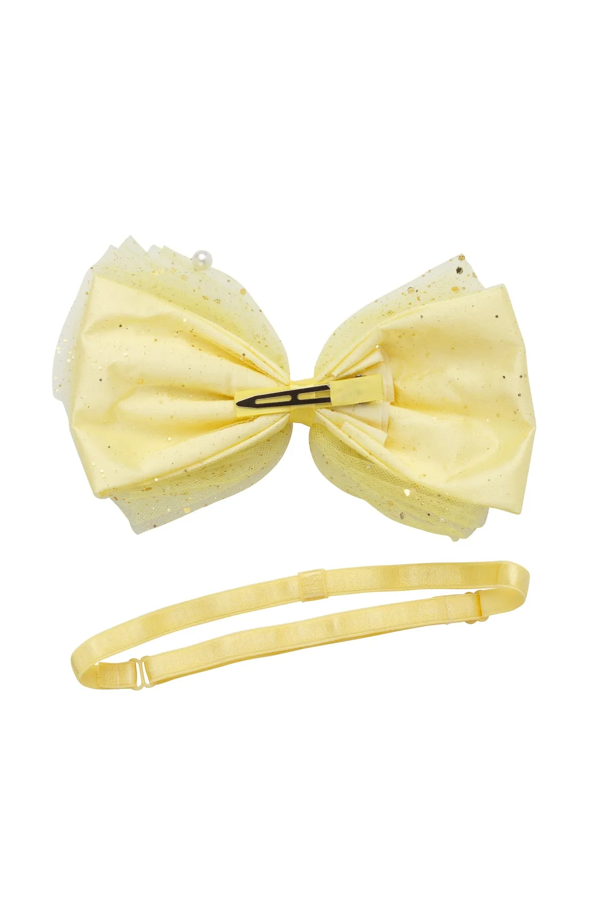 Tulle Pearl Clip/Wrap - Yellow