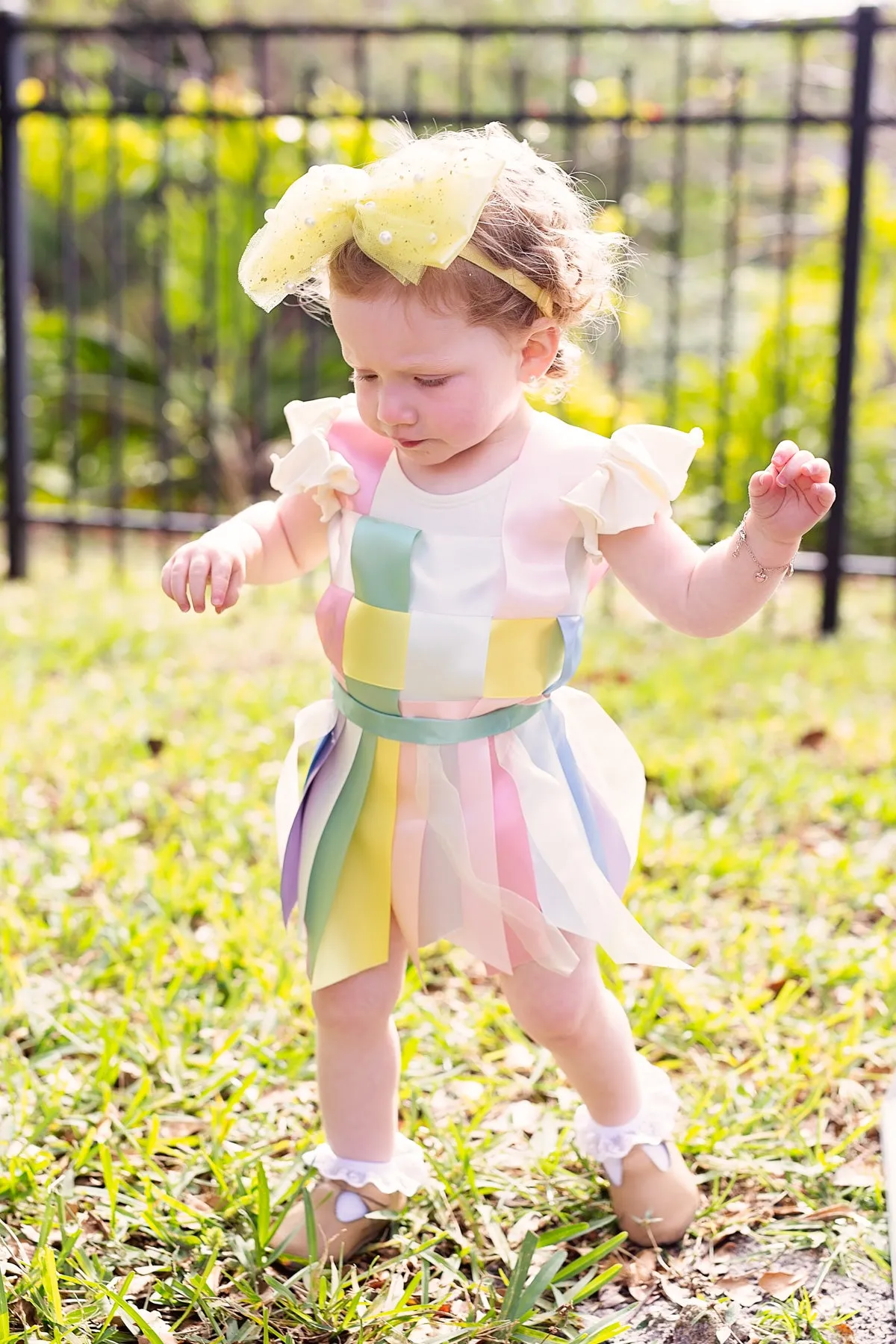 Tulle Pearl Clip/Wrap - Yellow
