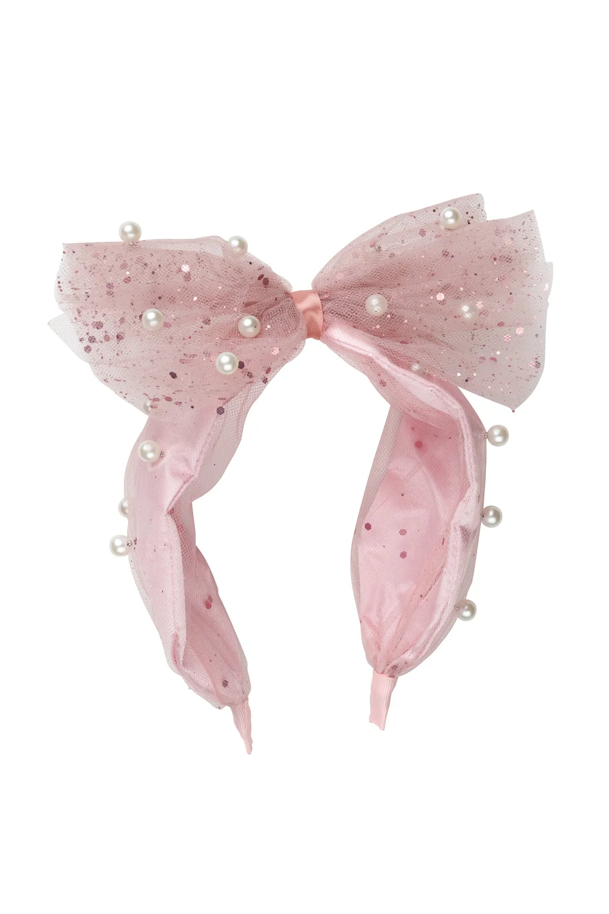 Tulle Pearl Headband - Blush