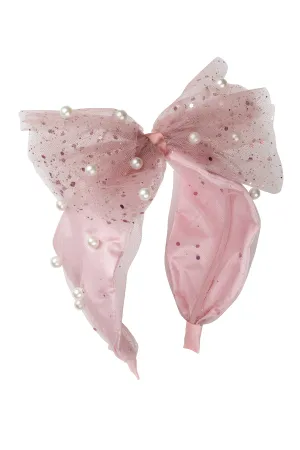 Tulle Pearl Headband - Blush