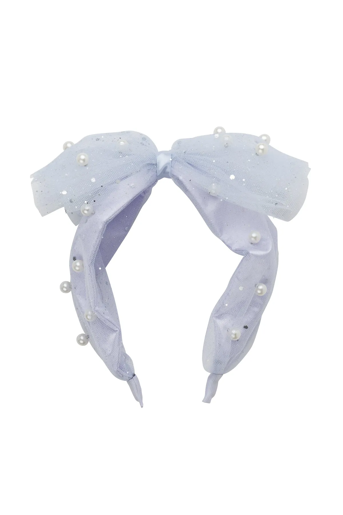 Tulle Pearl Headband - Grey Lilac