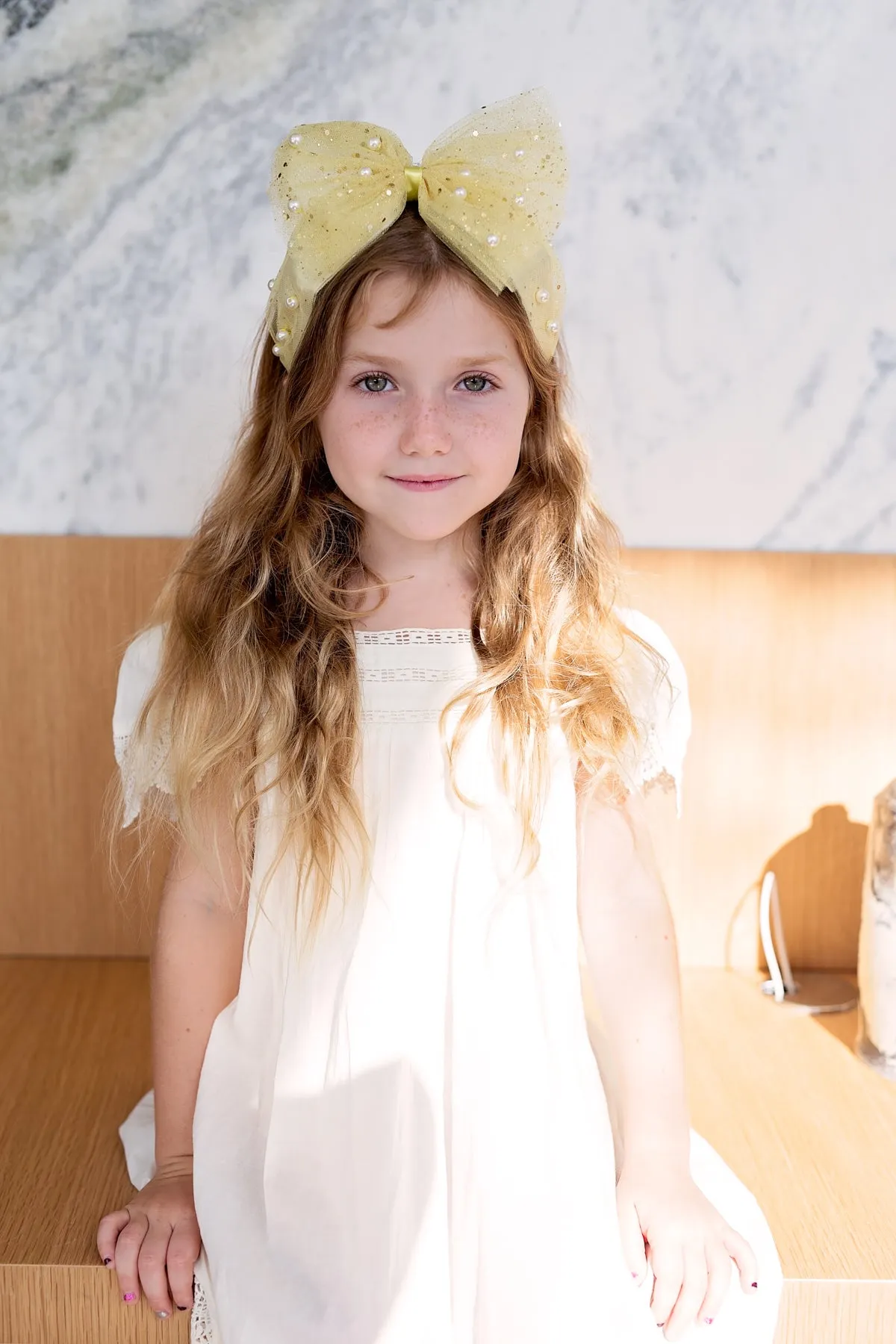 Tulle Pearl Headband - Grey Lilac