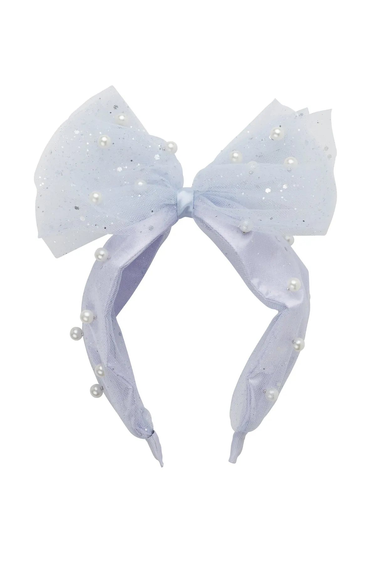 Tulle Pearl Headband - Grey Lilac