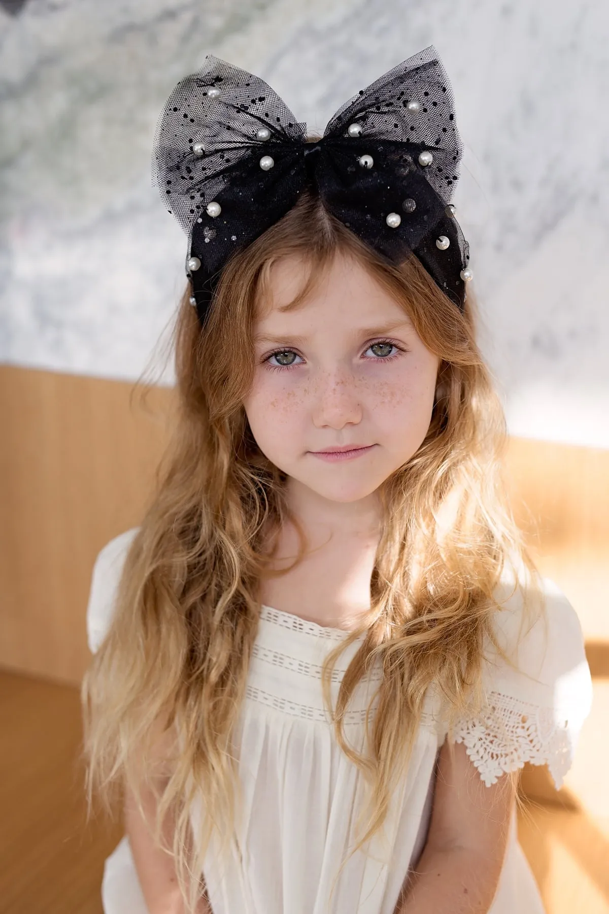 Tulle Pearl Headband - Grey Lilac