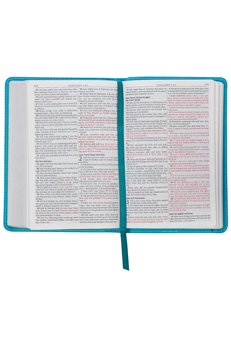 Turquoise Tulip Faux Leather KJV Compact Bible