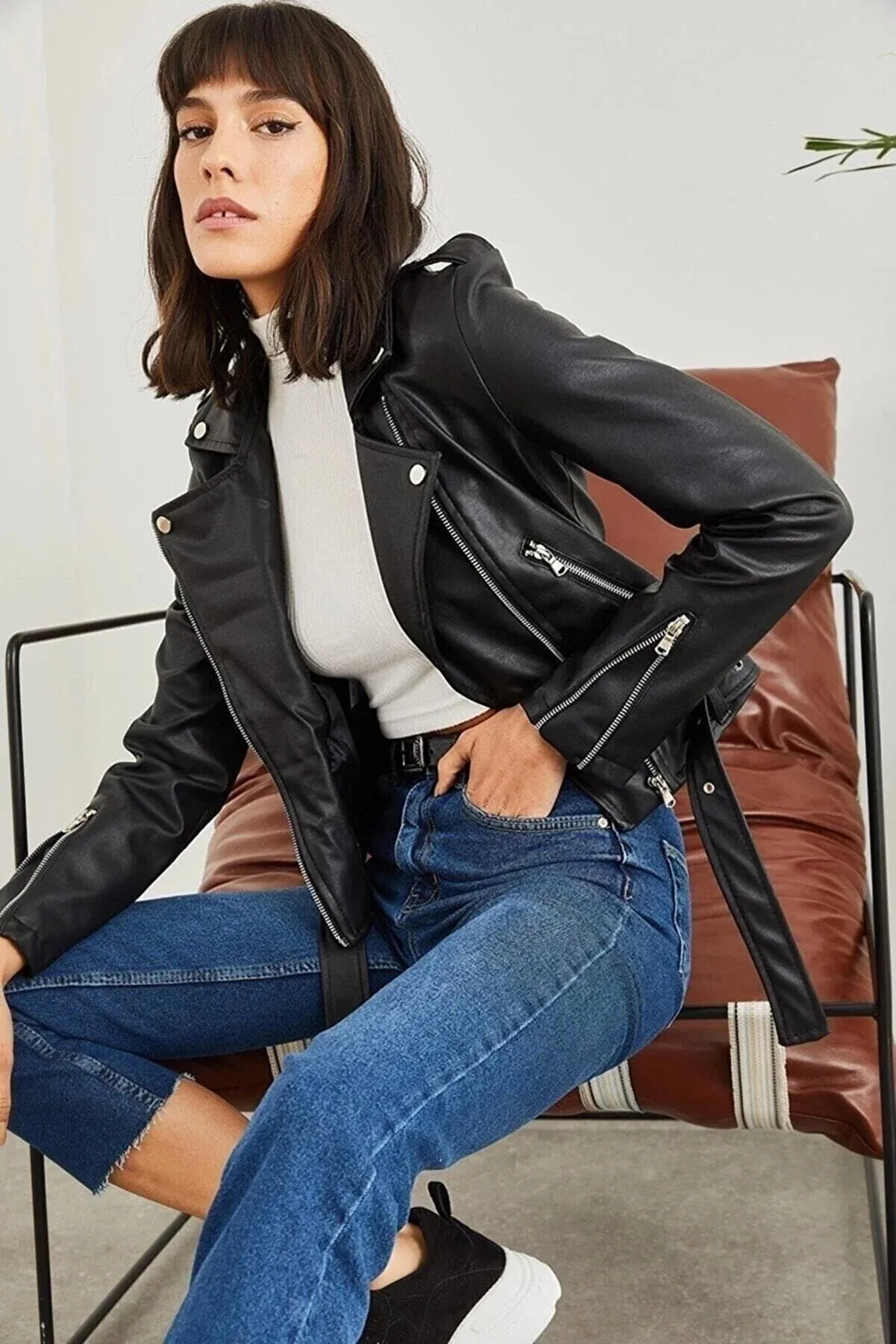 Valley Faux Leather Biker Jacket