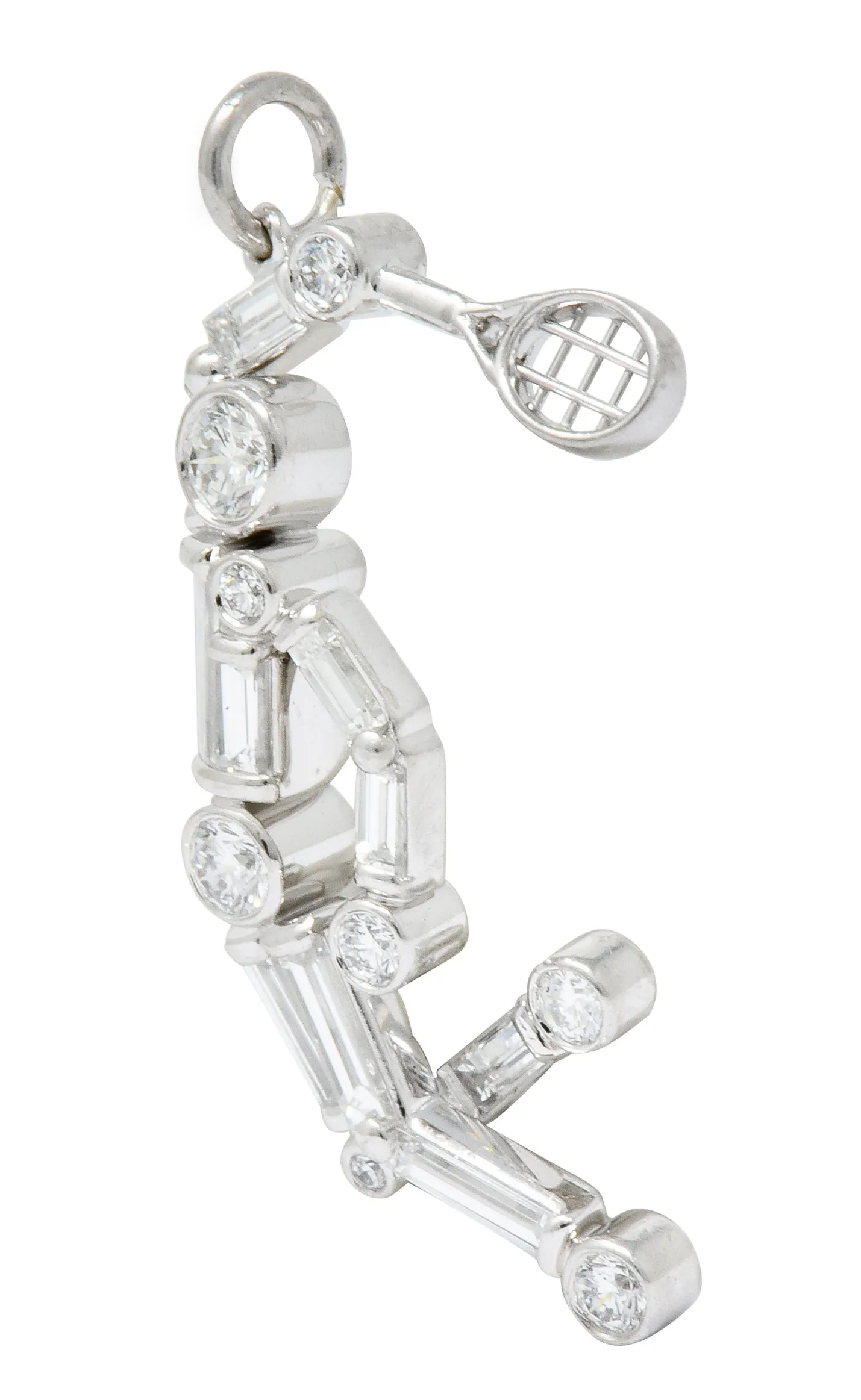 Vintage 0.90 CTW Diamond Platinum Tennis Player Charm