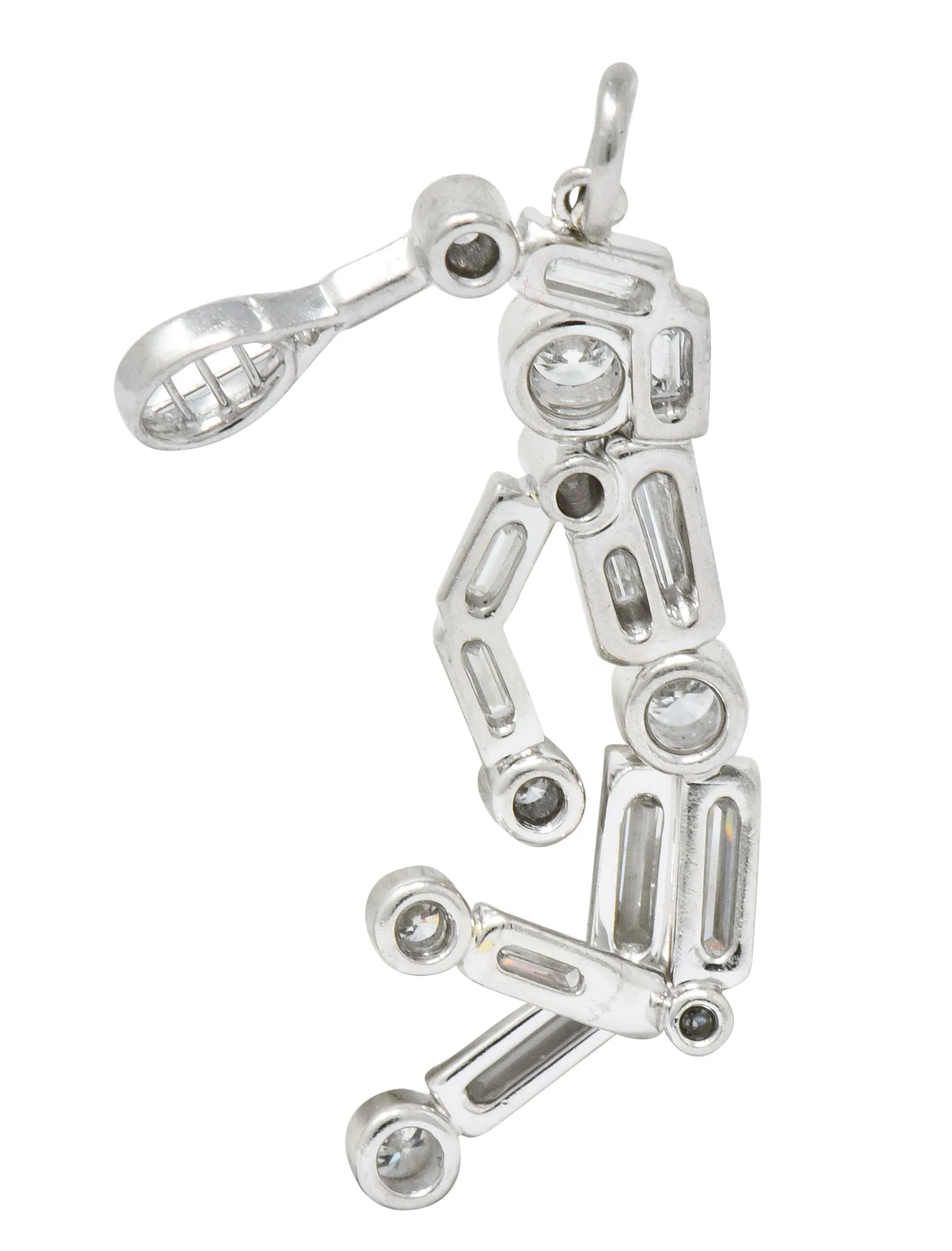 Vintage 0.90 CTW Diamond Platinum Tennis Player Charm