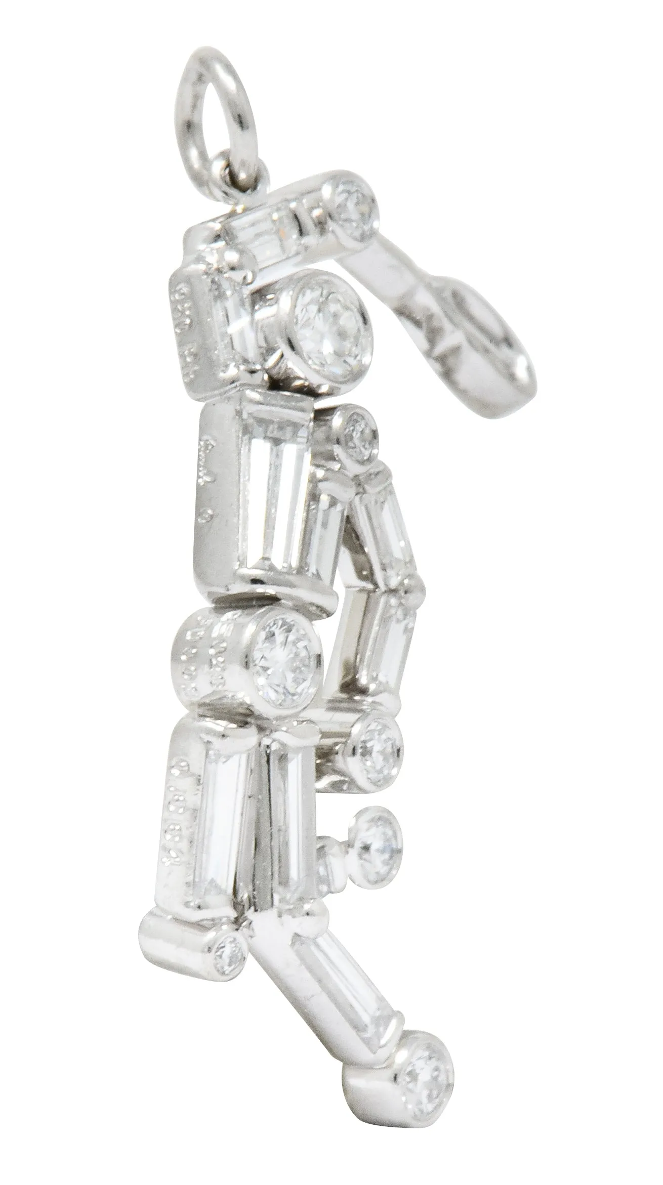 Vintage 0.90 CTW Diamond Platinum Tennis Player Charm