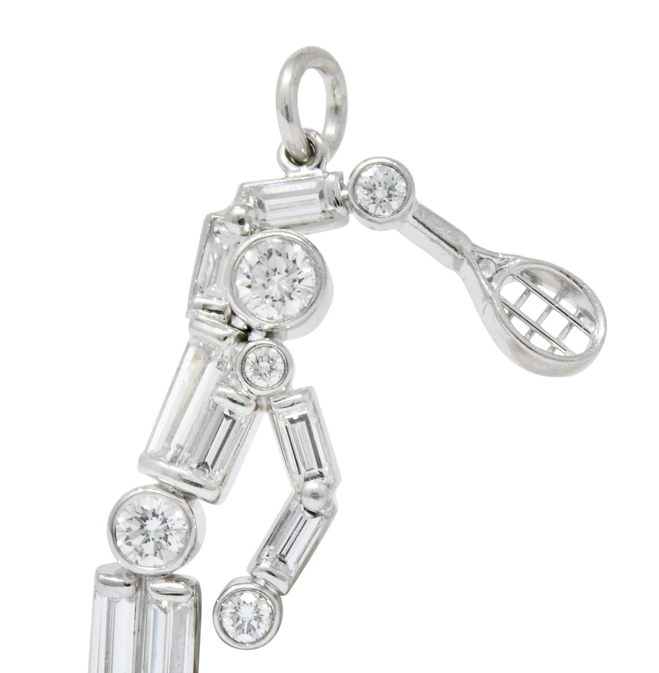 Vintage 0.90 CTW Diamond Platinum Tennis Player Charm