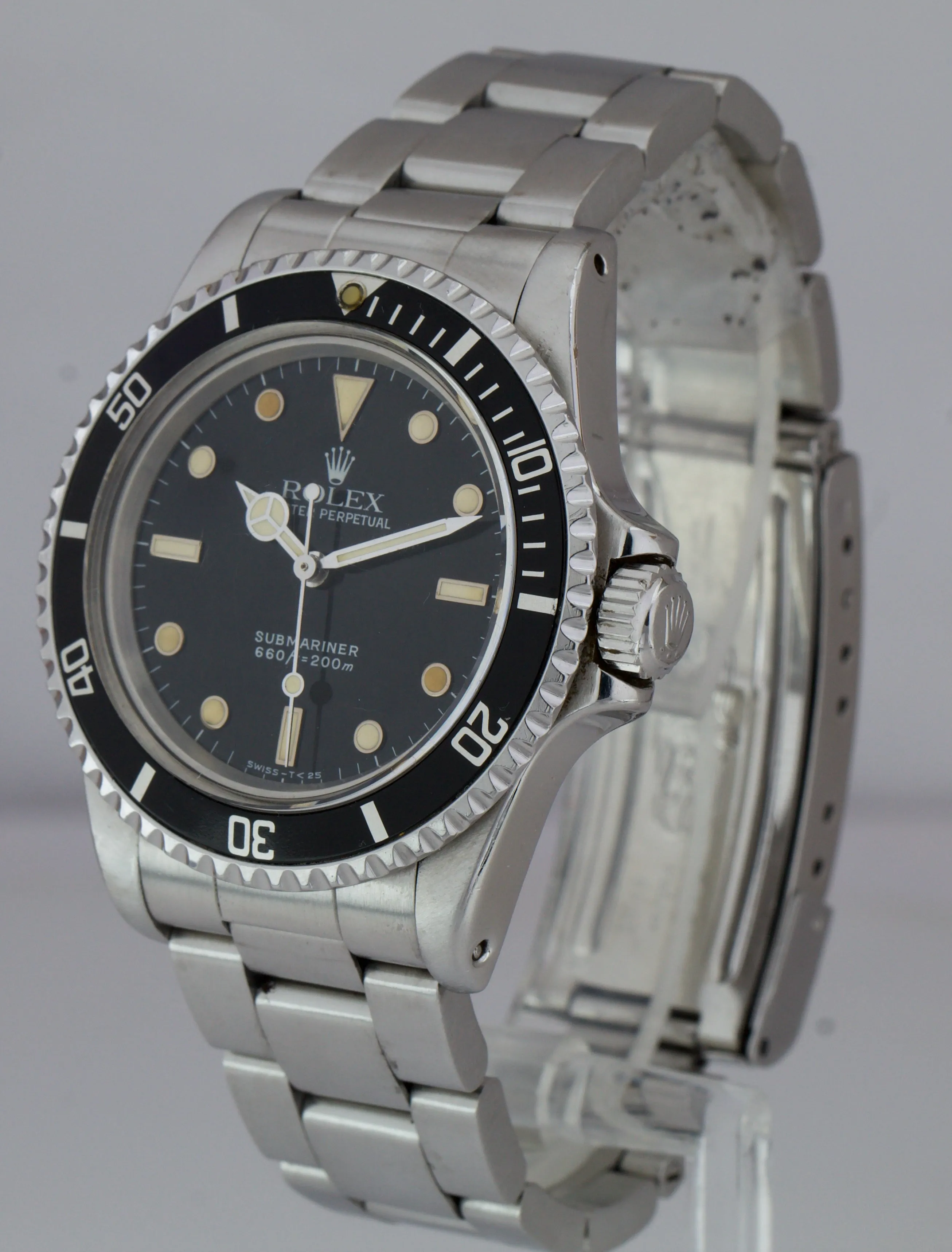 Vintage 1987 Rolex Submariner No-Date GLOSSY PATINA Black Tritium Watch 5513