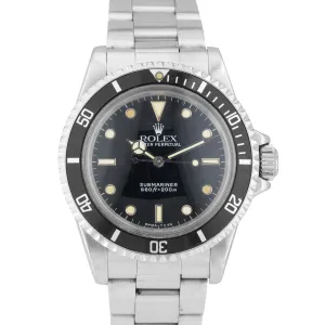 Vintage 1987 Rolex Submariner No-Date GLOSSY PATINA Black Tritium Watch 5513