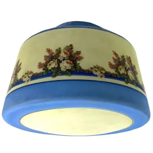 Vintage American Transfer Decorated Glass Schoolhouse Lamp Shade