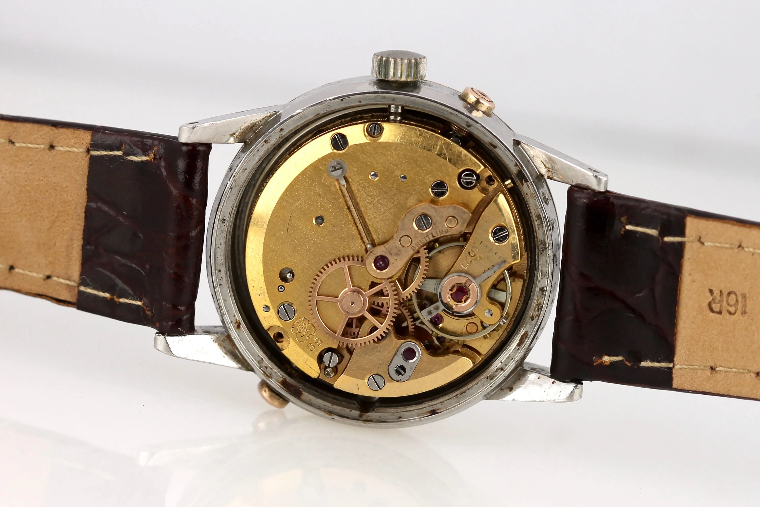 Vintage Breitling Datora Moonphase 244-94 Triple Date Rose Gold Stainless Watch
